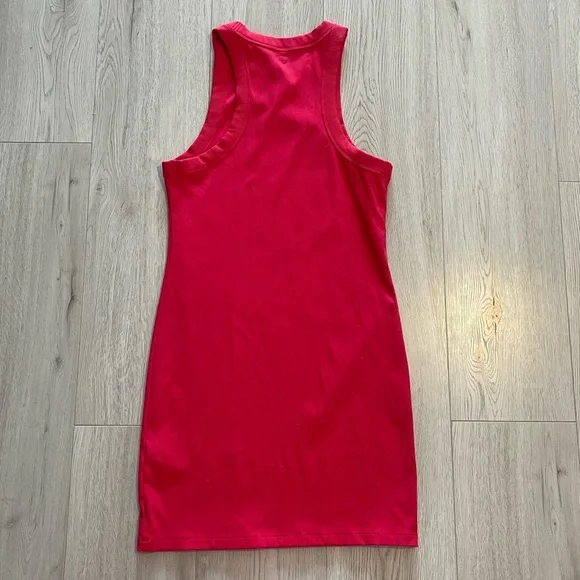 Aritzia TNA Quartz Dress - Hibiscus Red Rib Bodycon Mini - Picture 3 of 4